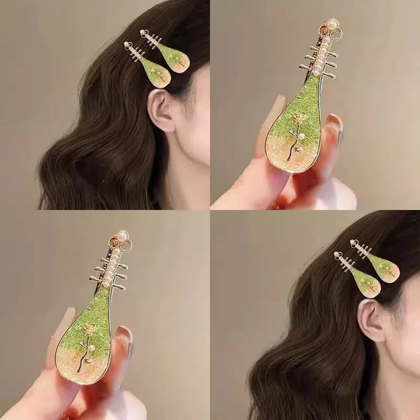 Chinoiserie Rose Hairpin in Alloy, Elegant Floral Hair Accessory for Stylish Looks