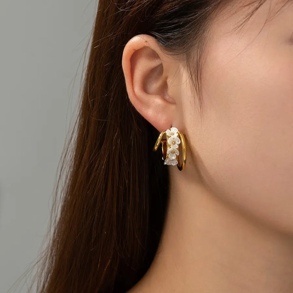 Hollow Flower Stud Earrings for Women, Unique Design, Stainless Steel Geometric Earrings