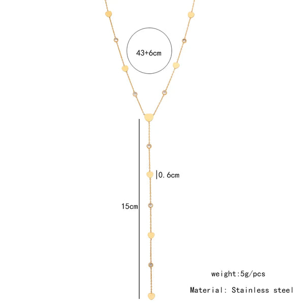 Wholesale Jewelry Elegant Star Water Droplets Heart Shape 304 Stainless Steel Zircon 18K Gold Plated Plating Inlay Pendant Necklace Necklace