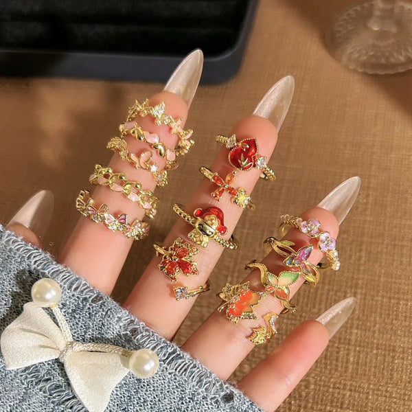 Flower Pattern Copper Ring For Elegant Style