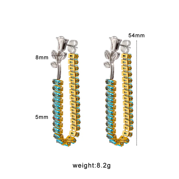 1 Pair Vintage Style Classic Style Rose 304 Stainless Steel 316 Stainless Steel  Zircon 18K Gold Plated Drop Earrings