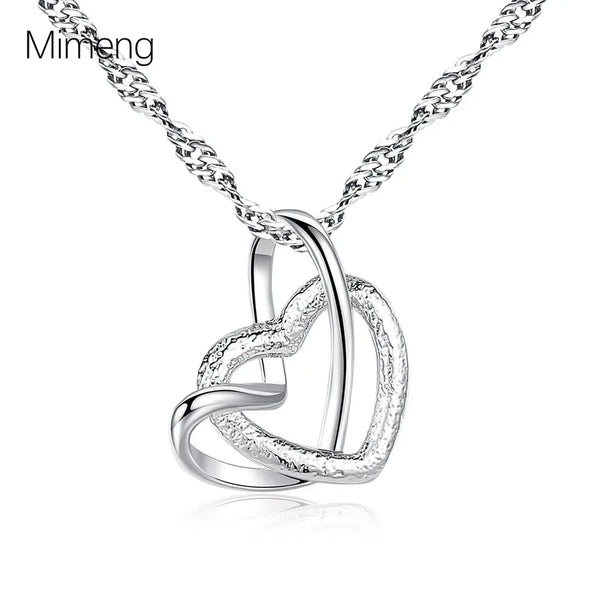 simple style commute heart shape copper plating pendant necklace