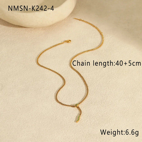 Wholesale Jewelry Glam Modern Style Snake 304 Stainless Steel snake chain Pendant Necklace