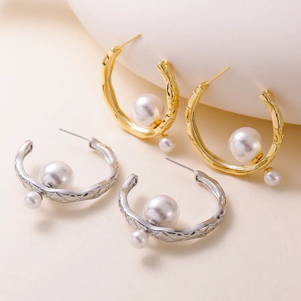 1 Pair Simple Style Solid Color Inlay Copper Pearl Ear Studs