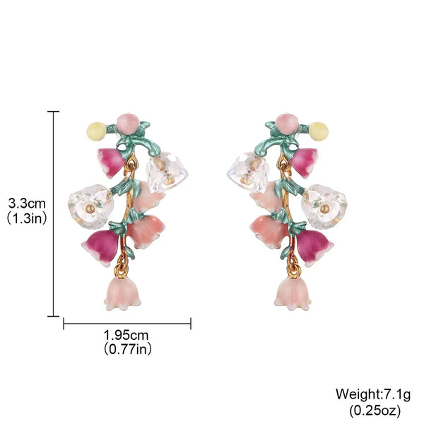 1 Pair Pastoral Flower Copper 18K Gold Plated Ear Studs