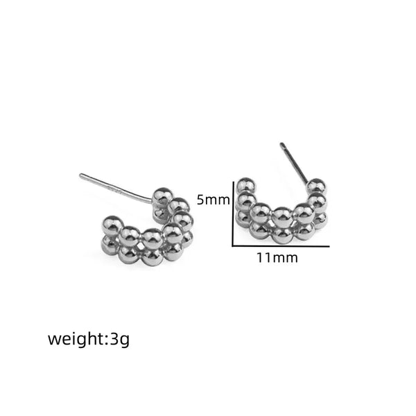 1 Pair Simple Style Double Layer round Beads Plating Copper 16K Gold Plated Ear Studs