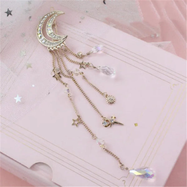 lady moon alloy plating inlay artificial gemstones hair clip
