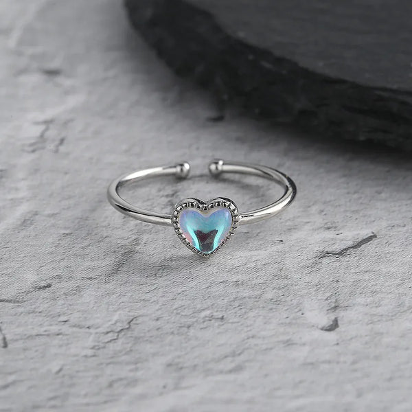 simple style heart shape copper moonstone open ring in bulk