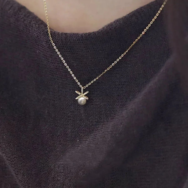 925 Sterling Silver Silver Bowknot Pearl Necklace for Women  Professional OL Collarbone Chain Jewelry Accessories
