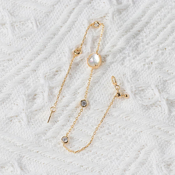 New New Fashion Classic White Crystal White Butterfly Shell Bubble Bracelet Fresh Lady Pure Silver Gold Plated Jewelry