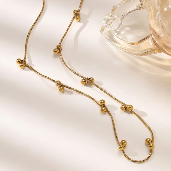 Round Necklace For Unisex Featuring 18K Real Gold Plated Electroplated 304 Stainless Steel with Ball Chain