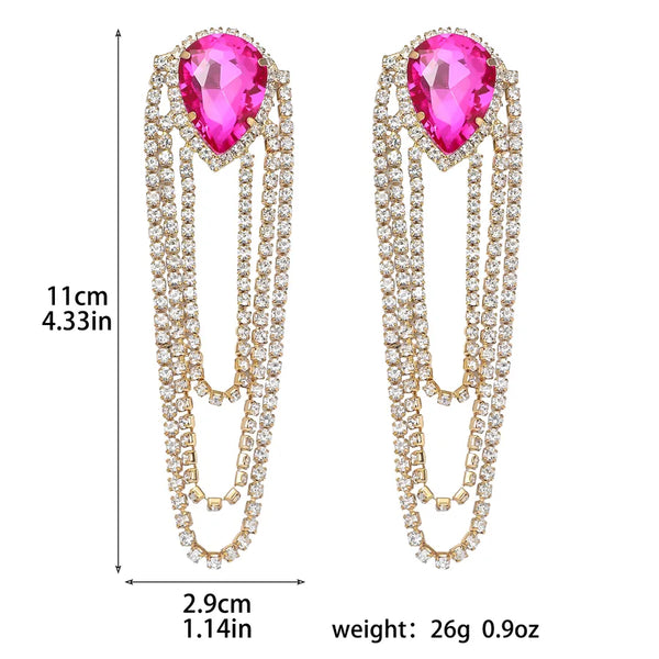 1 Pair Shiny Solid Color Inlay Copper Zircon Drop Earrings