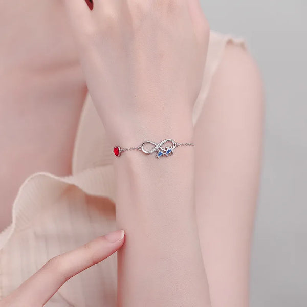 925 Sterling Silver 8-word Love Zircon Bracelet Women's Personalized Fashion Colorful Heart-shaped Zircon Bracelet Ins Elegant Jewelry