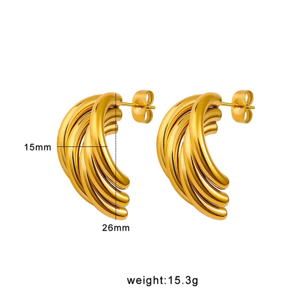 1 Pair Vacation French Style Geometric 304 Stainless Steel 316 Stainless Steel  18K Gold Plated Ear Studs
