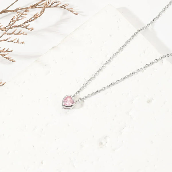 sweet heart shape copper plating inlay zircon 18k gold plated pendant necklace