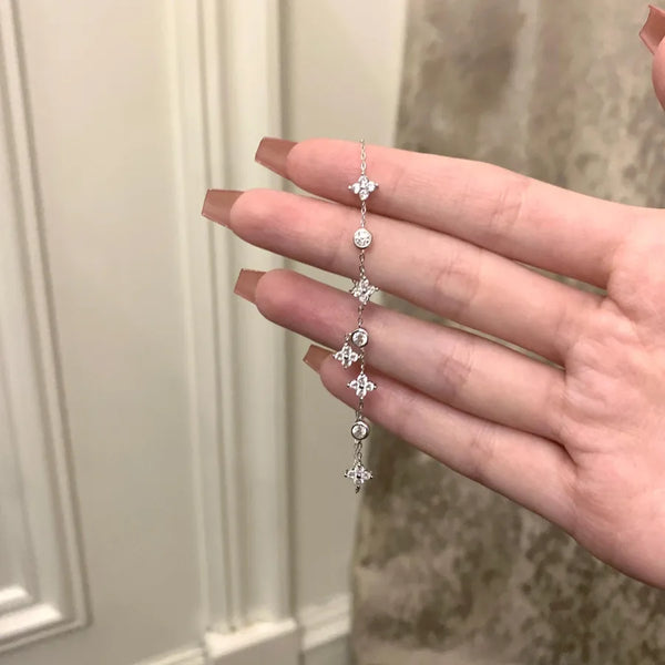 S925 Sterling Silver Zirconia Women's Bracelet Sparkling Star Design Exquisite High-End Sensation Glittering Jewelry Accessory