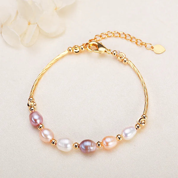 Freshwater Pearl Copper Beaded Chain Half Chain Tube and Chain Bracelets Casual Elegant