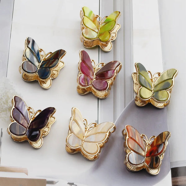 simple style butterfly acetic acid sheets plating hair claws 1 piece