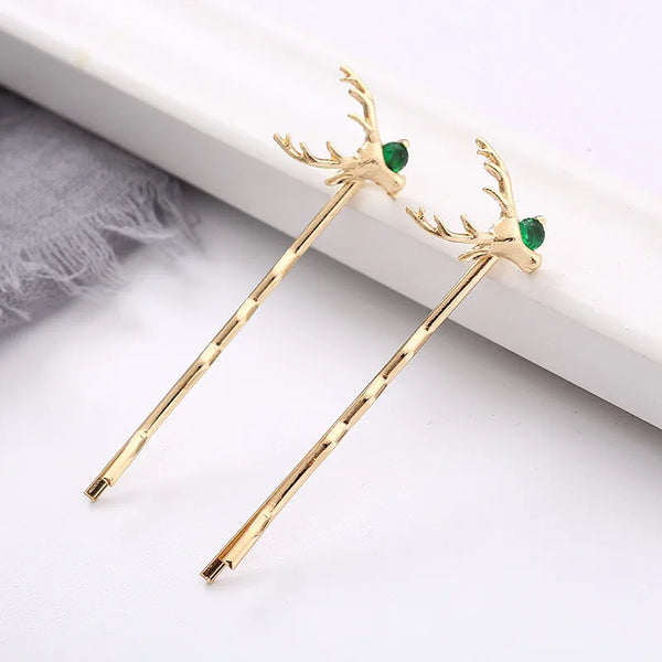 Alloy Deer Hair Clip Zircon Women's Christmas Decoration Simple Hair Accessory