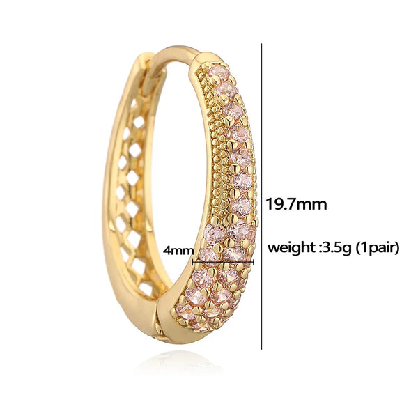 Luxurious Shiny Oval Copper Inlay Zircon Earrings 1 Pair