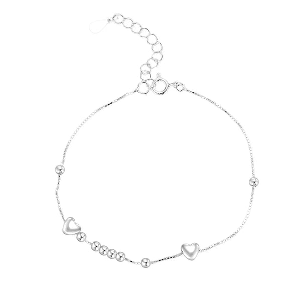 New Style S925 Sterling Silver Heart Shaped Beads Bracelet Unique Design Fashionable Minimalist Luxury Hand Chain For Men And Women