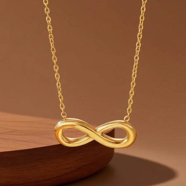 Infinity Pendant Necklace for Women in 304 Stainless Steel with Electroplated 18K Real Gold Plated Finish and Cable Chain