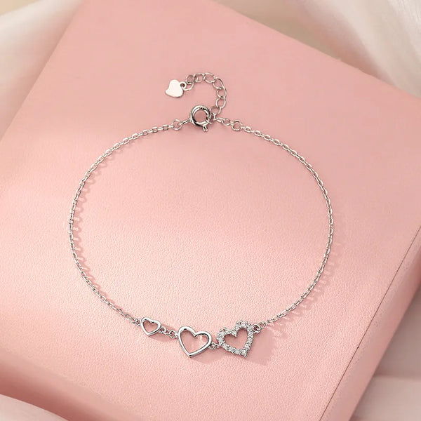 Heart Shape Bracelet For Women in  Featuring 925 Sterling Silver Chain Material with Electroplated Finish