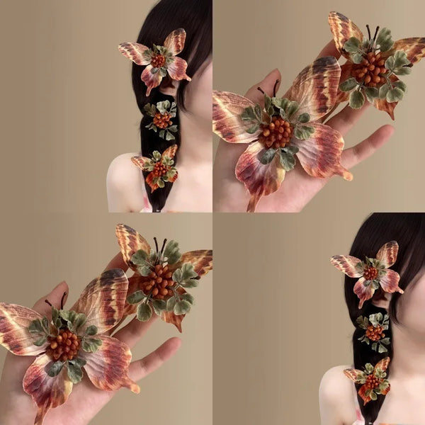 Gold Butterfly Hair Clip Retro Side Bangs Hair Clip Photography Travel Decoration Alloy Material