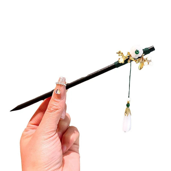 Women's Ethnic Style Simple Style Flower Wood Inlay Artificial Gemstones Rhinestones Hairpin