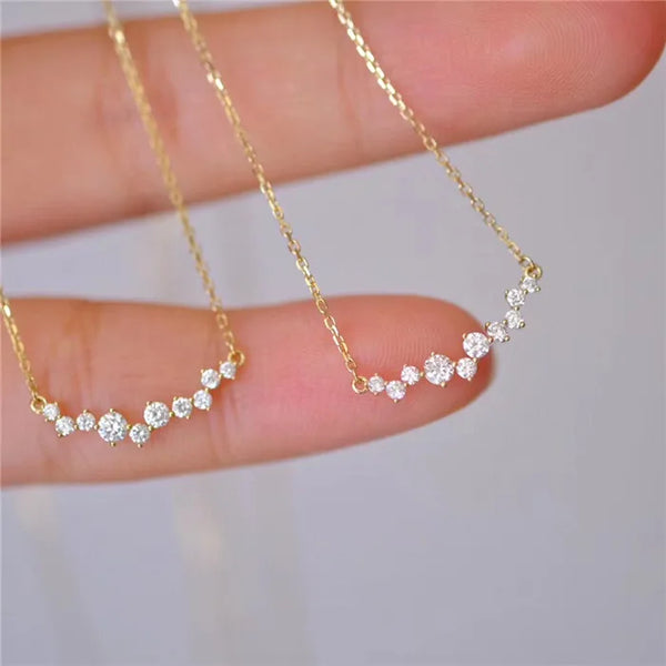 New S925 Sterling Silver Smile Necklace Women's Zircon Light Luxury Fresh Style Horizontal Strip Full Diamond Clavicle Chain New recommend