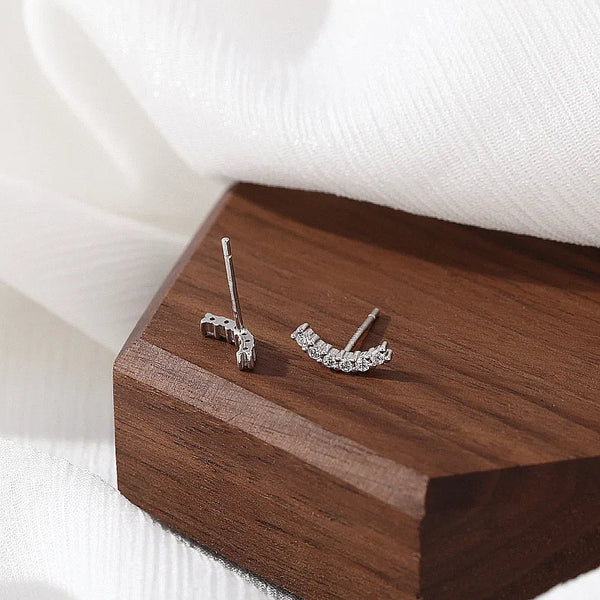 1 Pair 925 Sterling Silver Zircon Solid Color Ear Studs
