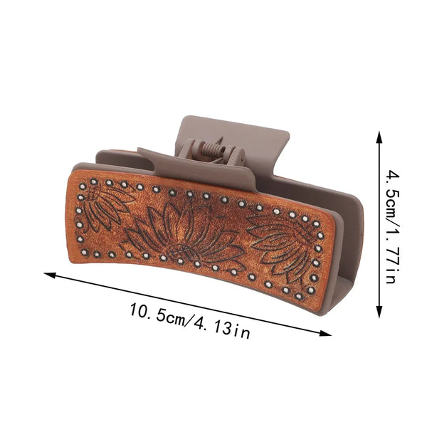 women's vintage style simple style sunflower pu leather hair claws