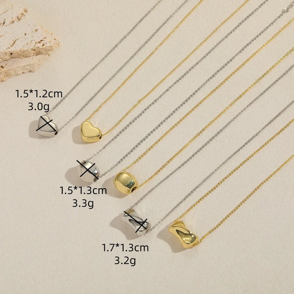New Fashion Simple Geometric Smooth Daily Versatile Petite Heart-Shaped 14K Gold-Plated Collarbone Chain Women's Necklace