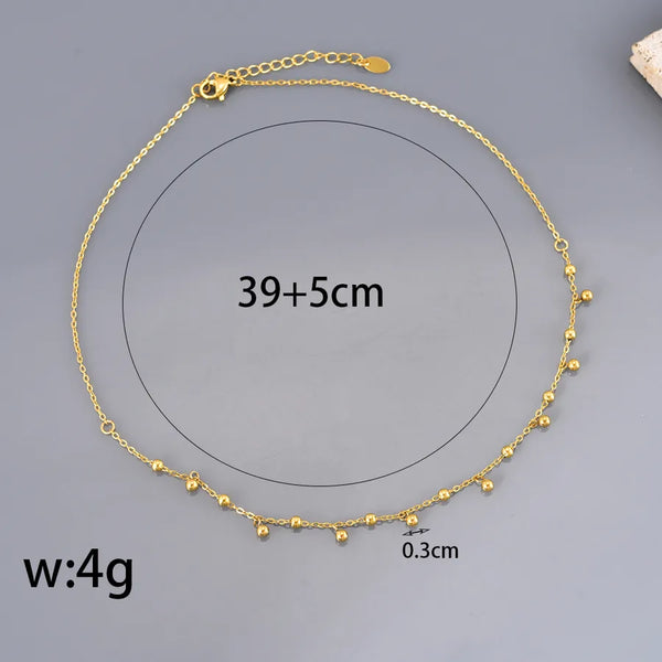 Wholesale Jewelry Elegant Simple Style Solid Color 304 Stainless Steel Titanium Steel 18K Gold Plated Plating cable chain Pendant Necklace