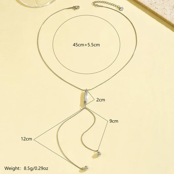 Wholesale Jewelry Modern Style Classic Style Cylindrical Solid Color 304 Stainless Steel Synthetic Zirconia 14K Gold Plated Plating Inlay Y-Necklace snake chain