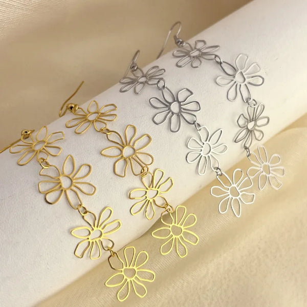 Simple Style Classic Style Solid Color 304 Stainless Steel Plating Hollow Out Drop Earrings 1 Pair
