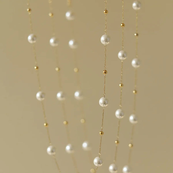 fashion round titanium steel pearl plating necklace 1 piece