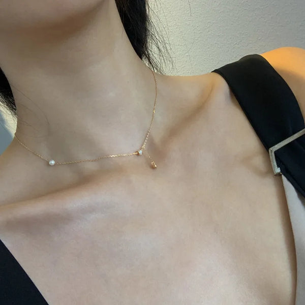 Pearl Necklace For Women in 925 Sterling Silver Featuring 14K Real Gold Plated Golden Finish