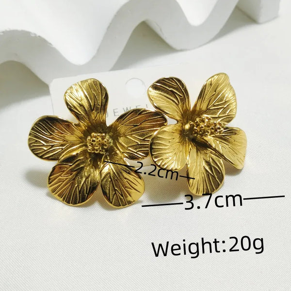 1 Pair Elegant Flower 304 Stainless Steel 18K Gold Plated Ear Studs