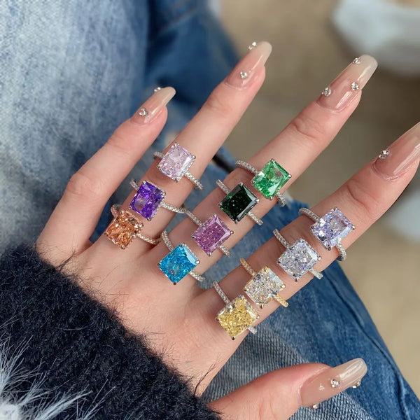 925 Sterling Silver Zircon Geometric Rings