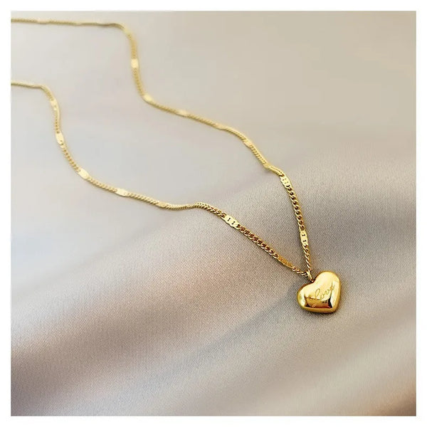 simple style heart shape titanium steel pendant necklace 1 piece