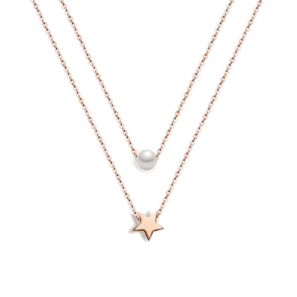 Wholesale Jewelry Star 304 Stainless Steel 18K Gold Plated Plating Stainless Steel Necklaces