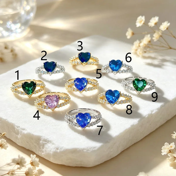 Handmade Heart Shape Ring for Women in Copper with Golden Plated Water Plating and Zircon Inlay
