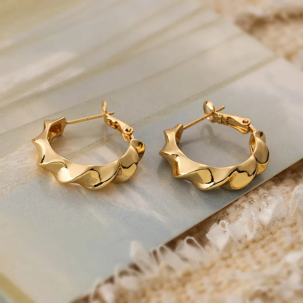1 pair simple style geometric plating copper 18k gold plated earrings