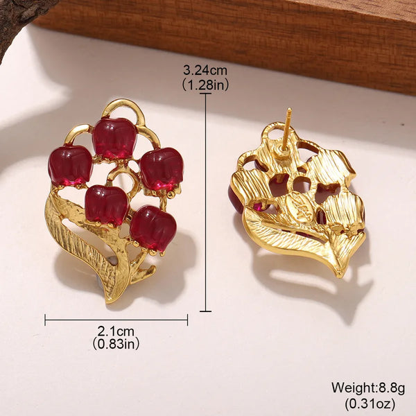 1 Pair Vintage Style Flower Alloy Rhinestones 18K Gold Plated Ear Studs