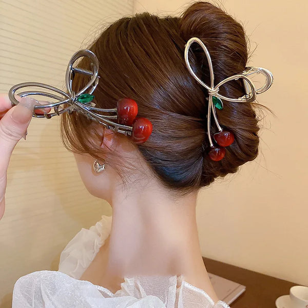 Lady Modern Style Women's Cherry Alloy Plating Hair Claws