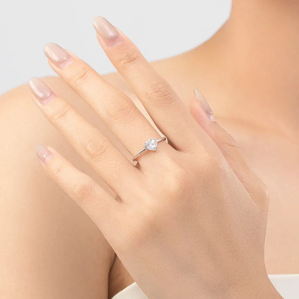 925 Sterling Silver Zircon Square Heart Shape Rectangle Rings