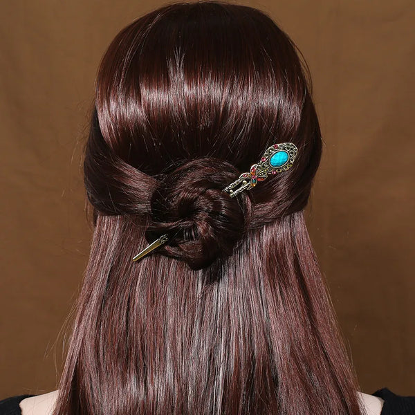 Elegant Classical Chinese Qipao Hairpin Women's Versatile Retro Hair Accessories Court Style Alloy Hairpin Gold Plated Silver