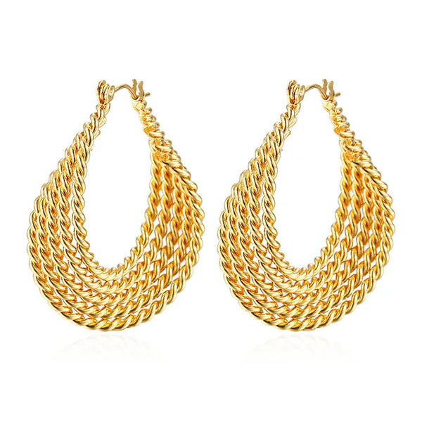 1 Pair Retro Geometric Plating 201 Stainless Steel 18K Gold Plated Earrings