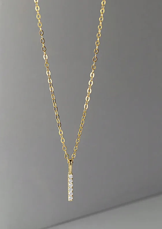 Rectangle Necklace for Women in 925 Sterling Silver with Silver Plated Water Plating and Zircon Inlay, Featuring Cable Chain